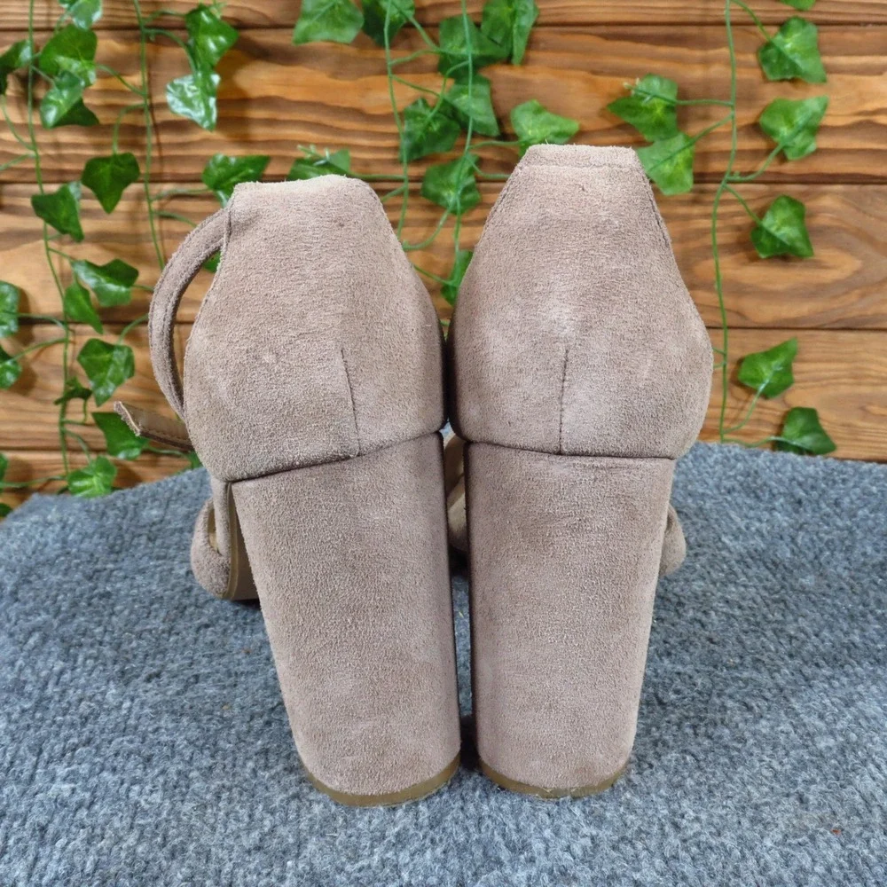Steve Madden Shena Women Block Heel‎ Sandal Size 10 Evening Dress Taupe Suede